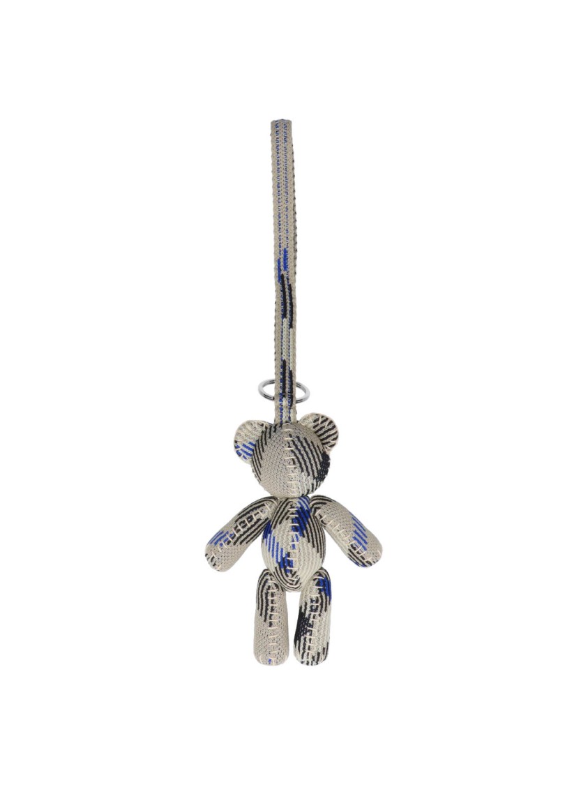 Burberry Teddy Bear Keyring In Textured Fabric With Unique Pattern