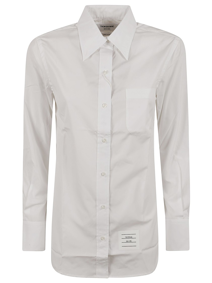 Thom Browne White Cotton Poplin Shirt In Gray