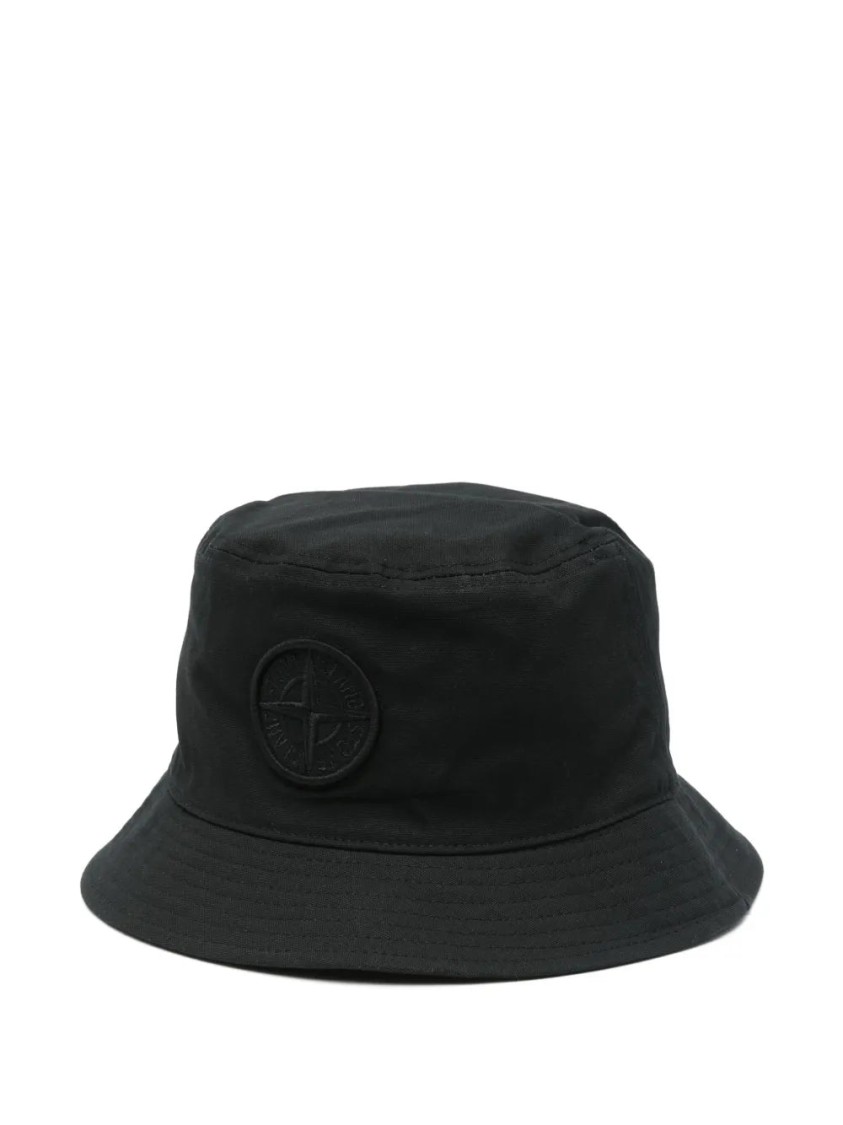 Shop Stone Island Compass-embroidered Bucket Hat In Black