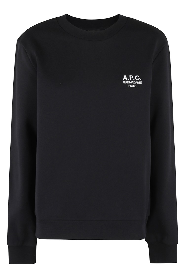 Apc A.p.c. Long-sleeve Organic Cotton Sweatshirt With Embroidered Logo In Black