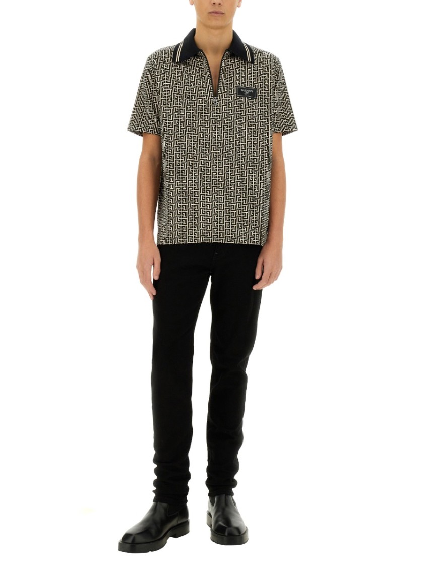 Balmain Labyrinth Polo Shirt With Jacquard Effect