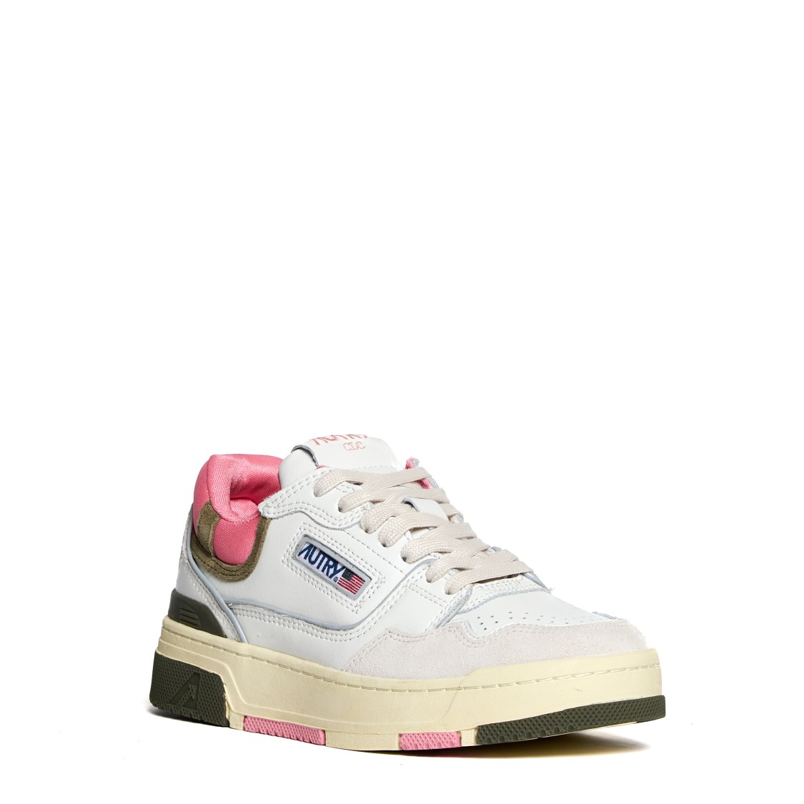 Shop Autry Low-top Sneakers With White Leather And Geranium Accents