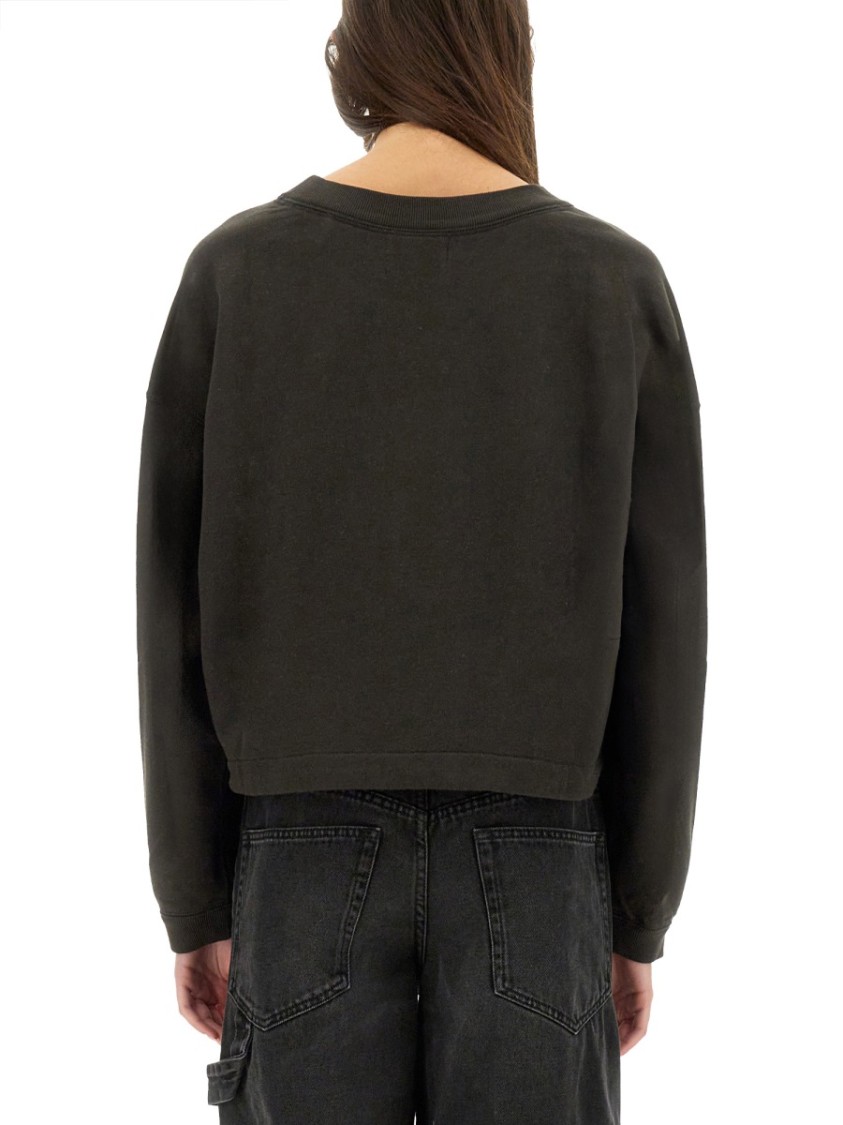Isabel Marant Étoile Marant Etoile Margo Logo Cotton Crewneck Sweatshirt In Black