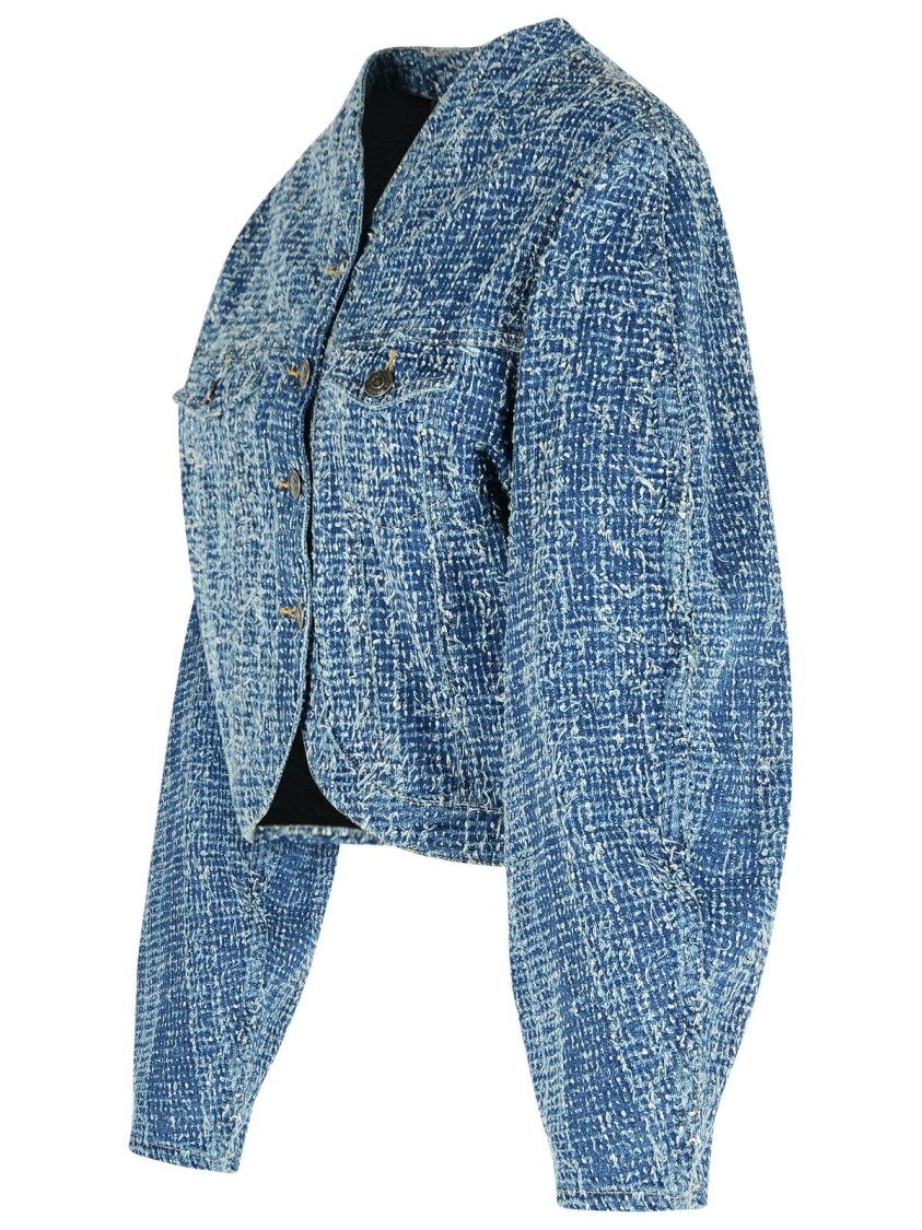 Rotate Birger Christensen Rotate Blue Cotton Short Jacket In Blue