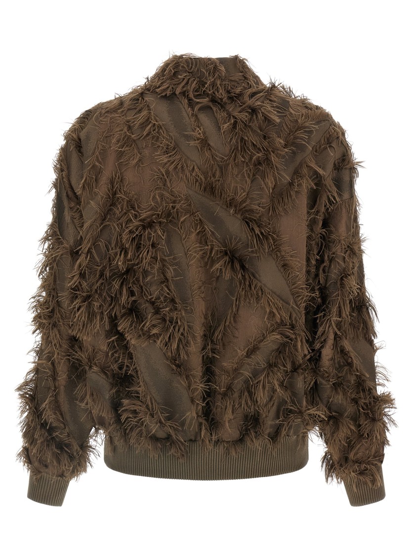 Brunello Cucinelli Dracaena' Fil Coupé Bomber Jacket In Brown
