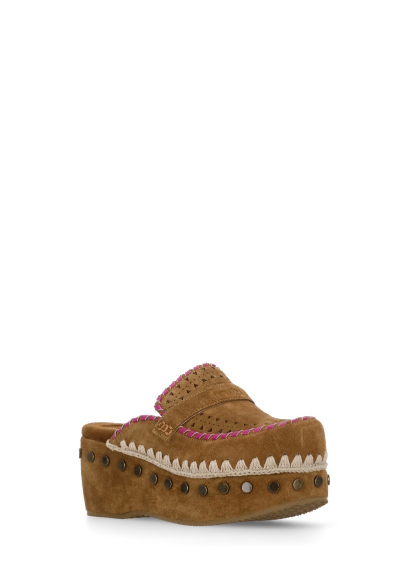 MOU MOU BROWN SUEDE LEATHER SABOT 