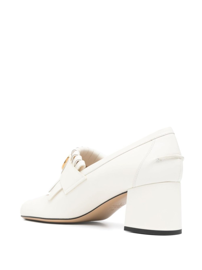 Valentino Garavani Vlogo Signature Fringed Calfskin Pumps 55mm Woman Ivory 41.5 In White