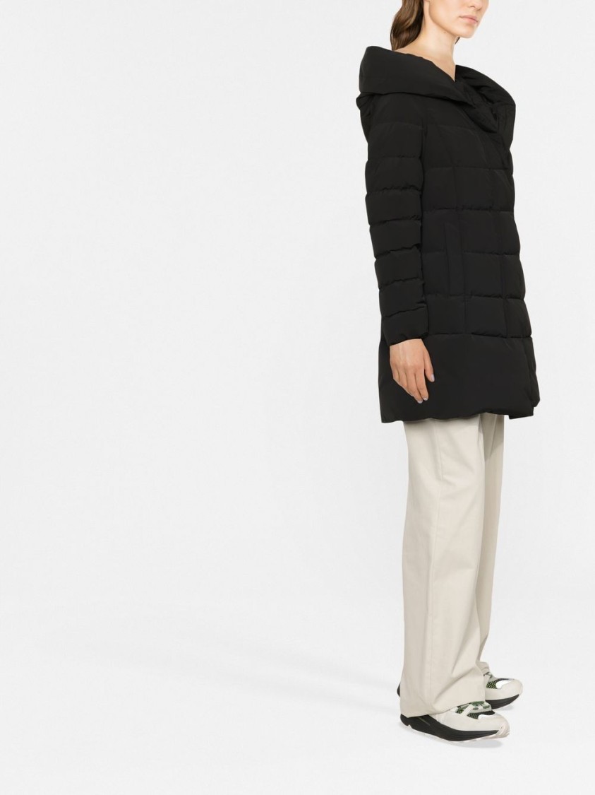 Woolrich Mid-length Padded Coat With Classic Hood In Black