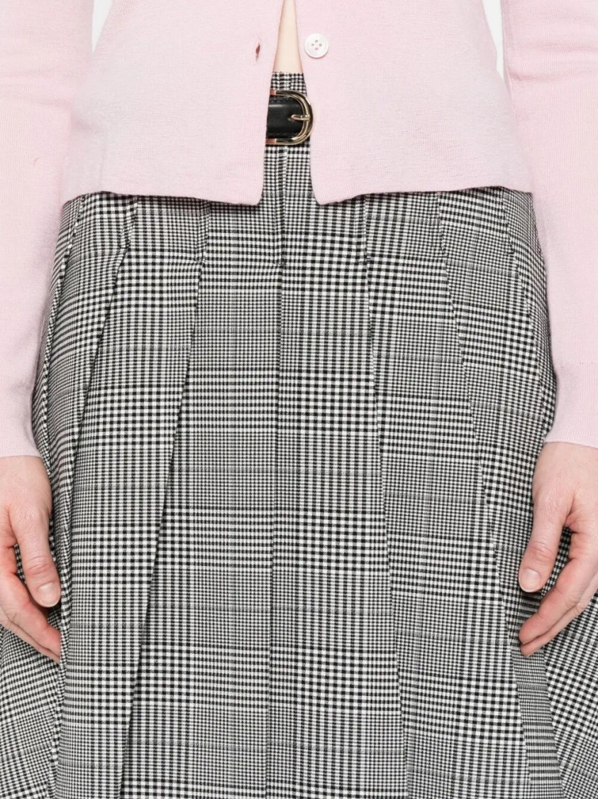 Self-portrait Prince Of Wales Pleated Midi Skirt In Gray