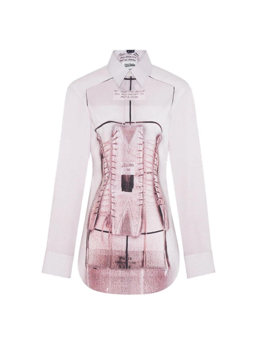 Jean Paul Gaultier Illusion Collared Graphic Print Shirt