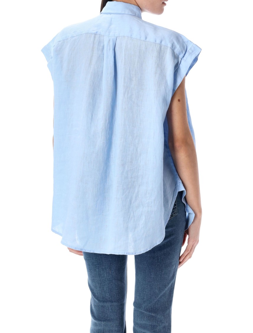 Shop Polo Ralph Lauren Linen Popover Shirt In Blue