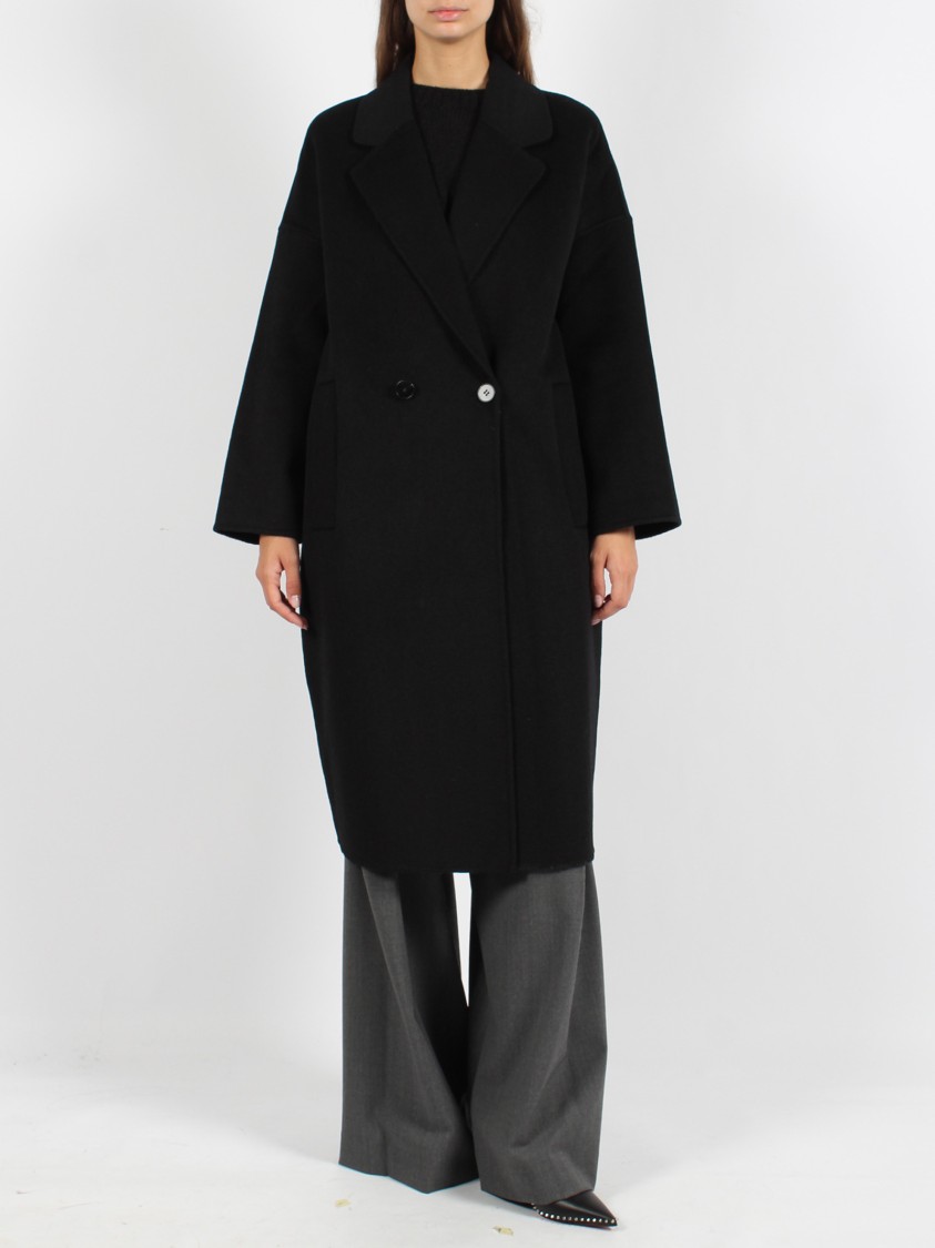 Leon & Loulou Paris Double Breasted Coat In Black
