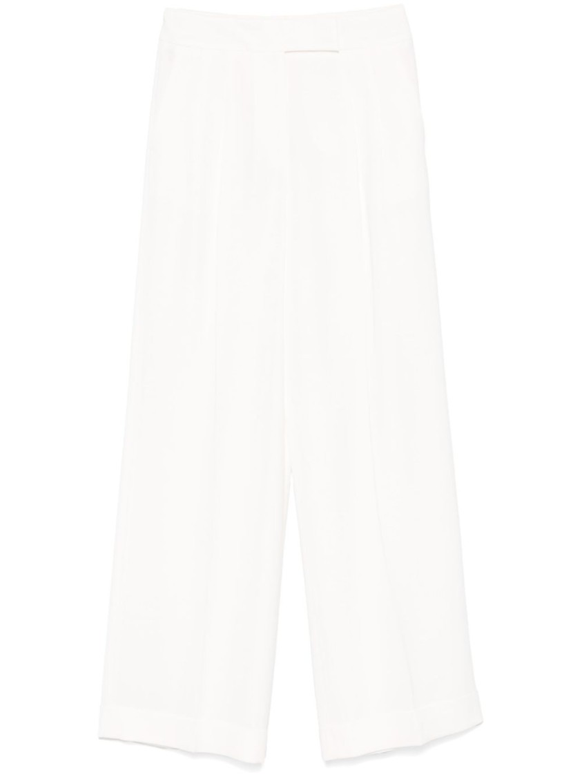 Peserico Pleated Wide-leg Trousers With Hidden Front Closure In White