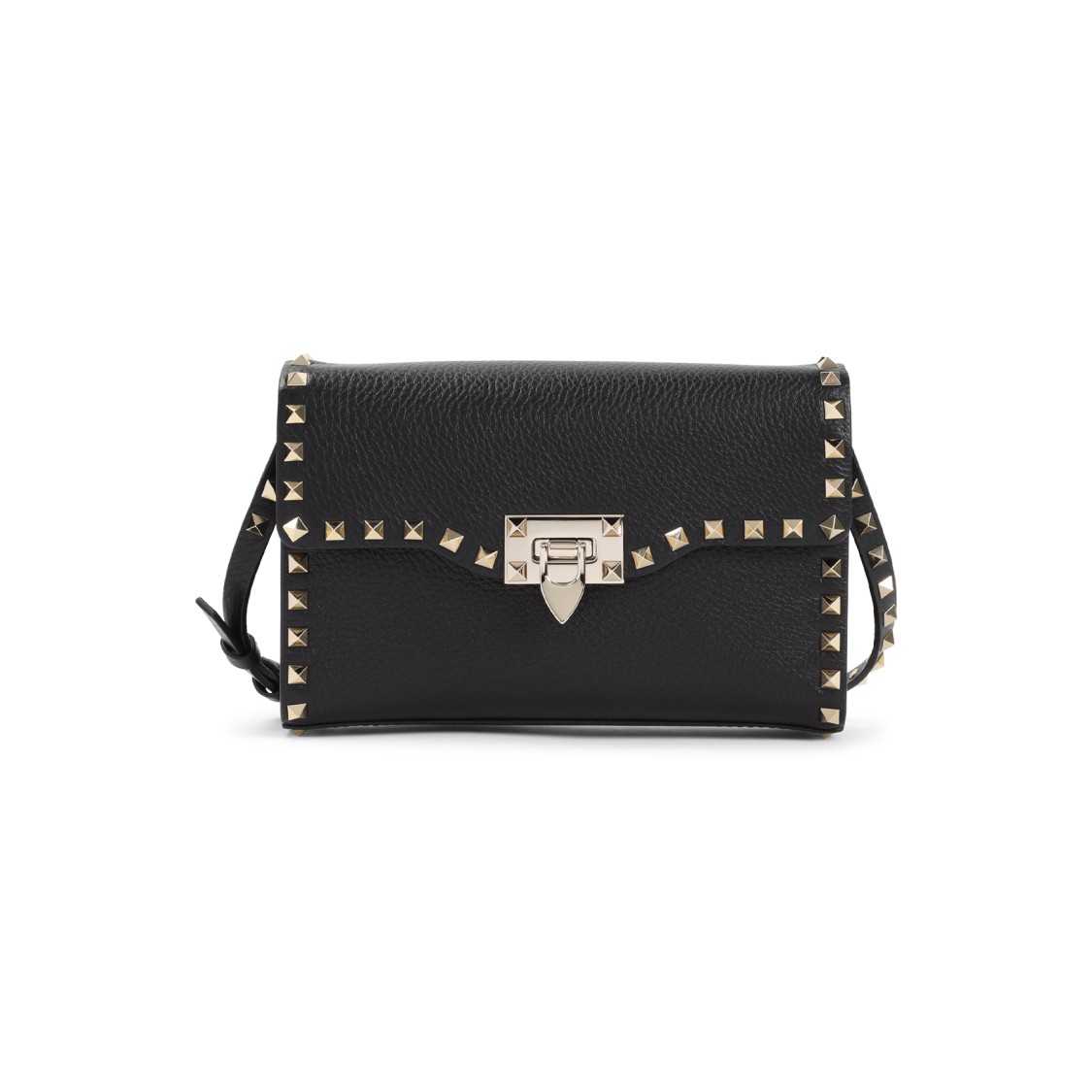 VALENTINO GARAVANI VALENTINO LEATHER SHOULDER BAG WITH METALLIC STUDS AND DISTINCTIVE CLASP