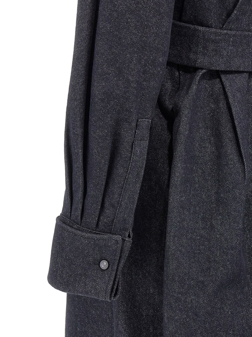 Max Mara Go Belted Waist Midi Dress With Long Sleeves In Blue