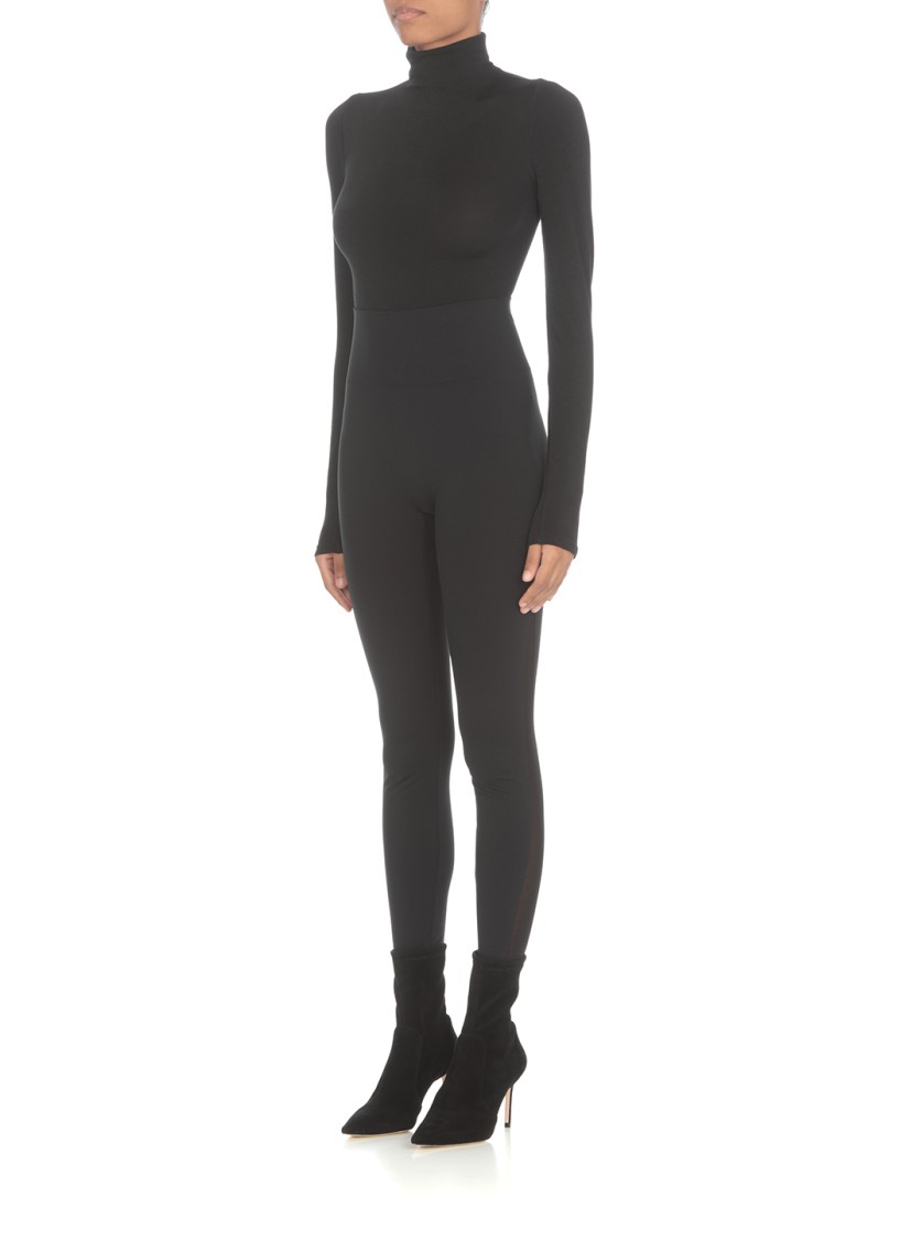 Wolford Seamless Fitted Turtleneck Long-sleeved Top In Black