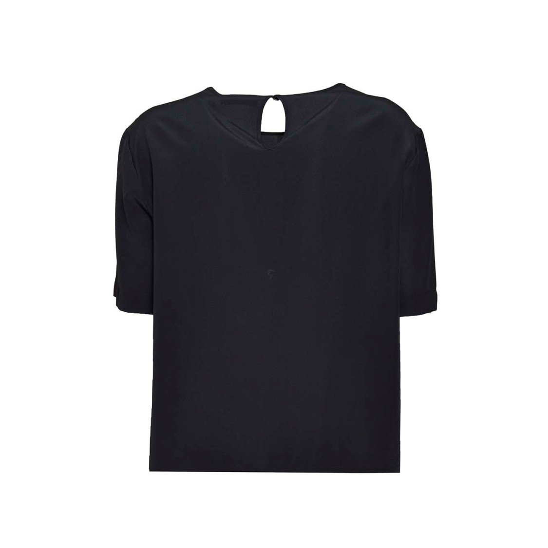 BARBA NAPOLI BARBA BLACK SILK CREWNECK BLOUSE