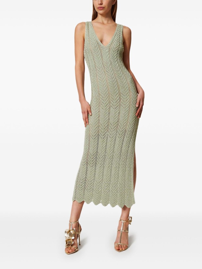 Twinset Twin-set Vibrant Green Twin-set Maxi Dress