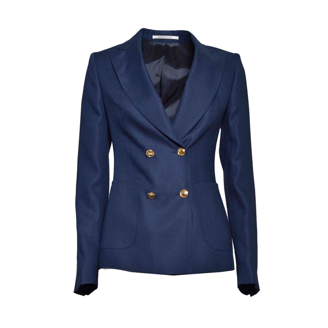 TAGLIATORE TAGLIATORE J-CORAL DOUBLE BREASTED JACKET IN BLUE LINEN