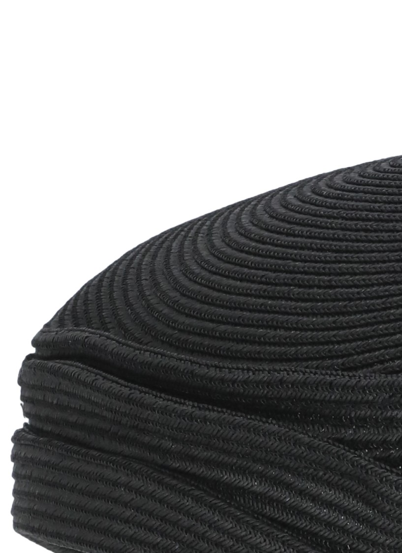Y's Black Raffia Hat In Black