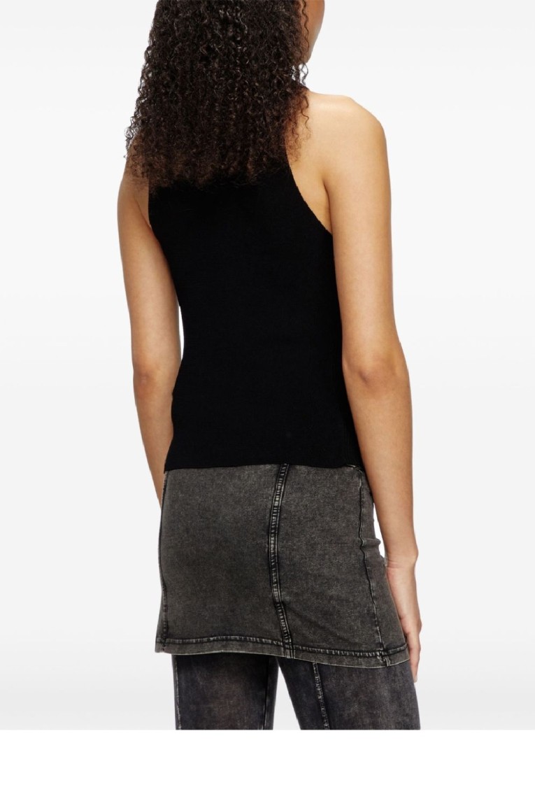 Diesel M Onerva Knitted Top With Logo Plaque In Black