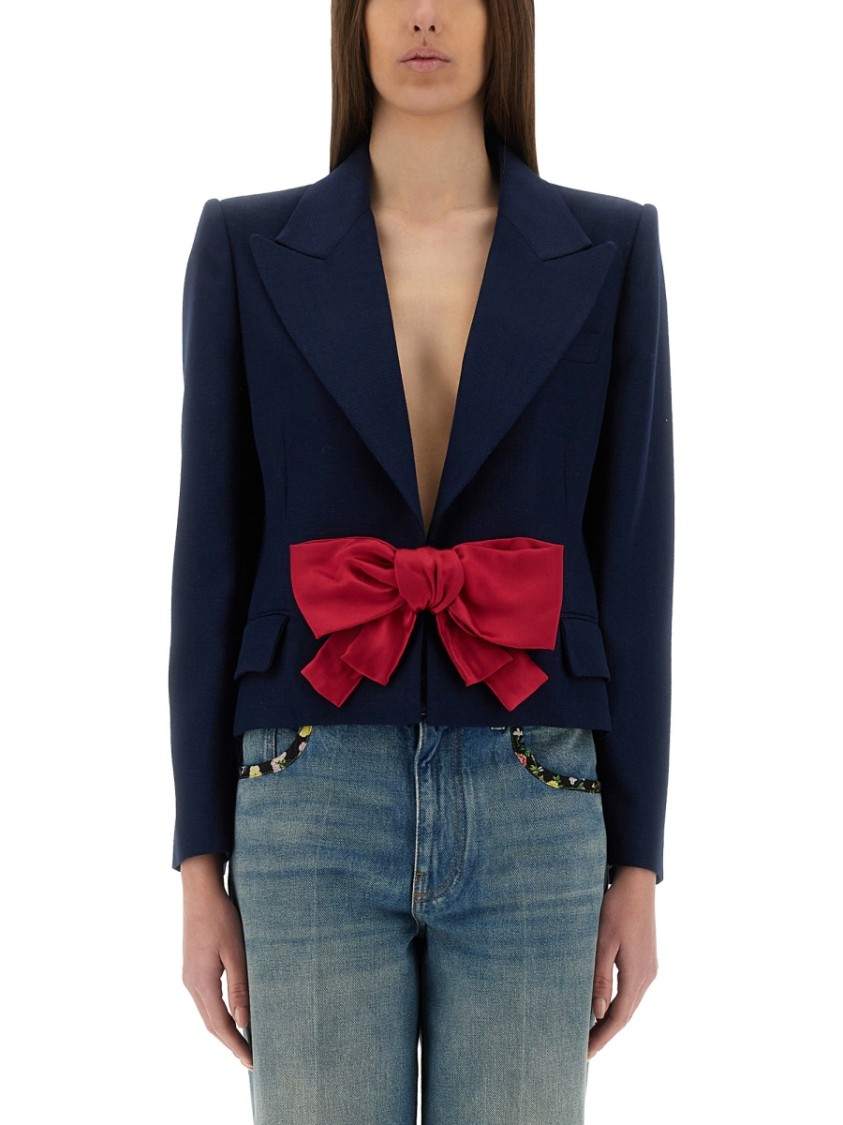 Valentino Tailored Bow-detail Jacket Crafted From Lightweight Viscose