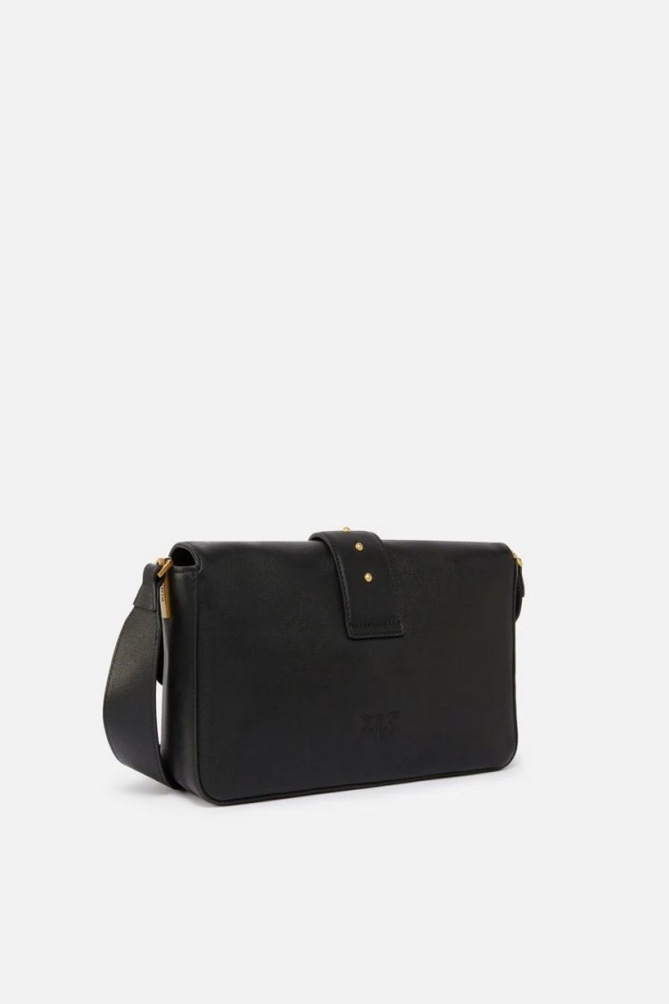 Pinko Black Leather Handbag With Gold-tone Embellishment