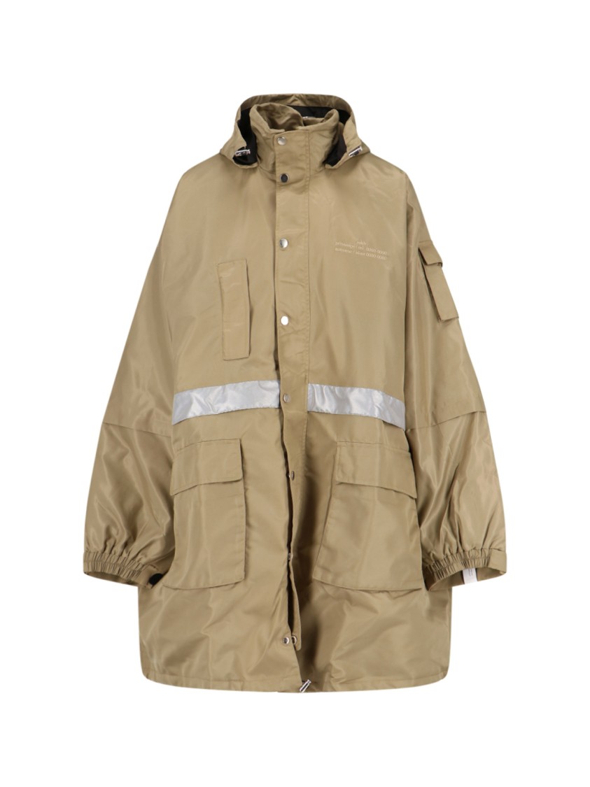Shop Rokh Logo Hooded Parka In Brown