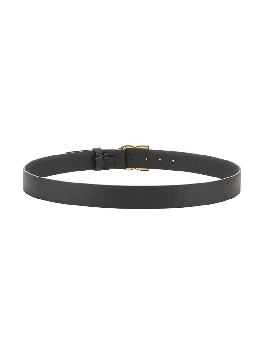 Dolce & Gabbana Black Belt With Buckle Closure And Interwoven Design In Leather Man In Black