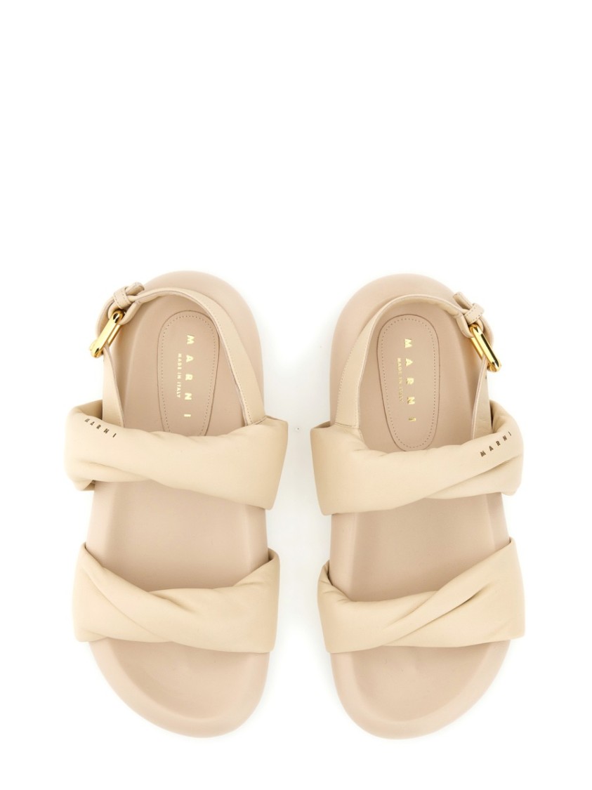Marni Knotted Design Leather Sandals With Adjustable Buckle In Neutrals