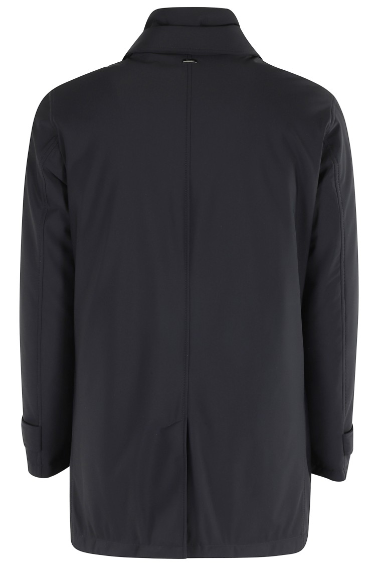 Herno Men Long Down Jacket With Buttons In Black