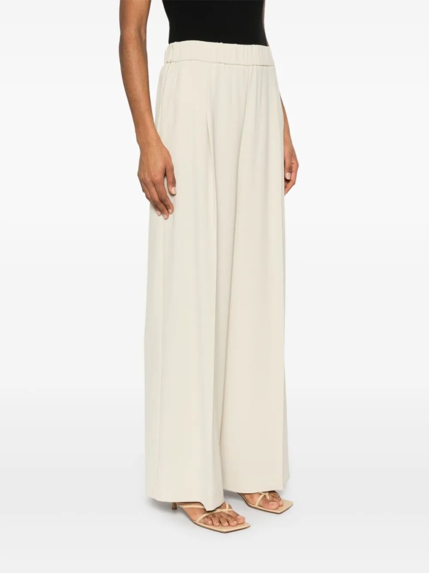Patrizia Pepe Wide-leg High-waist Pants With Drawstring Closure In Neutral