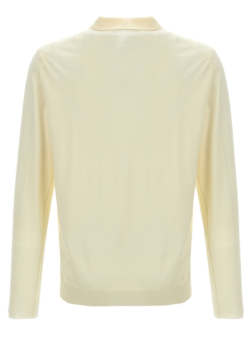 Zanone Wool Knit Polo Shirt With Classic Collar And Button Placket In Neutral
