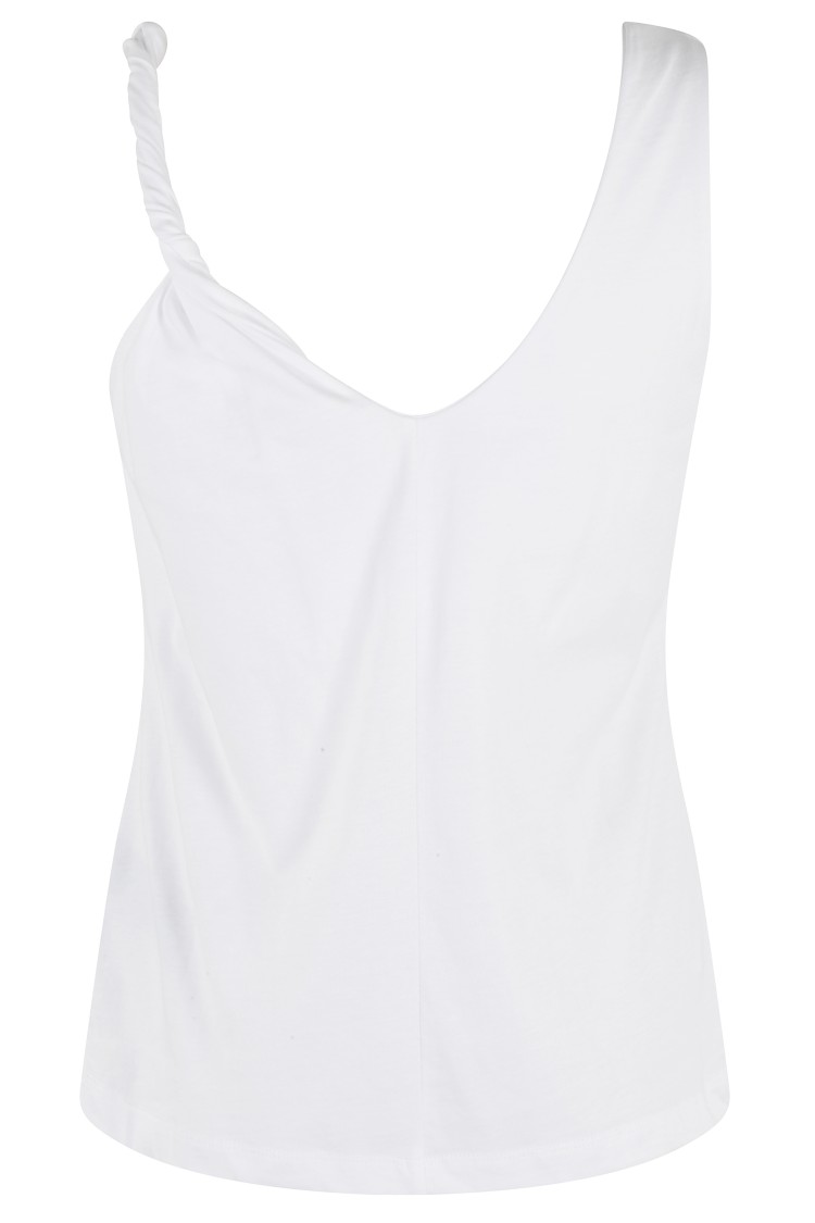 Shop Federica Tosi Twisted Strap White Cotton Tank Top
