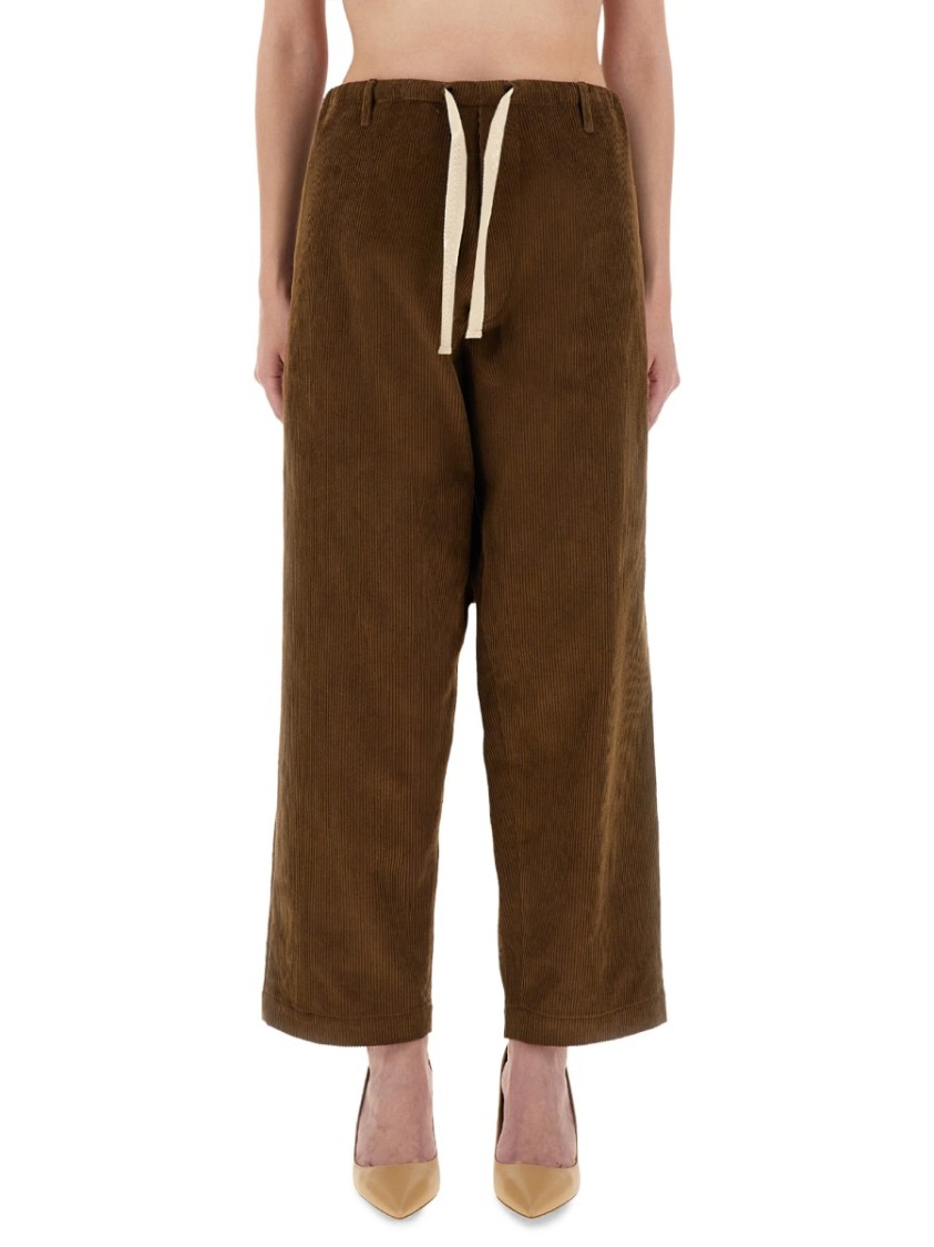 Moschino Brown Wide-leg Corduroy Pants With Drawstring Waist In Brown