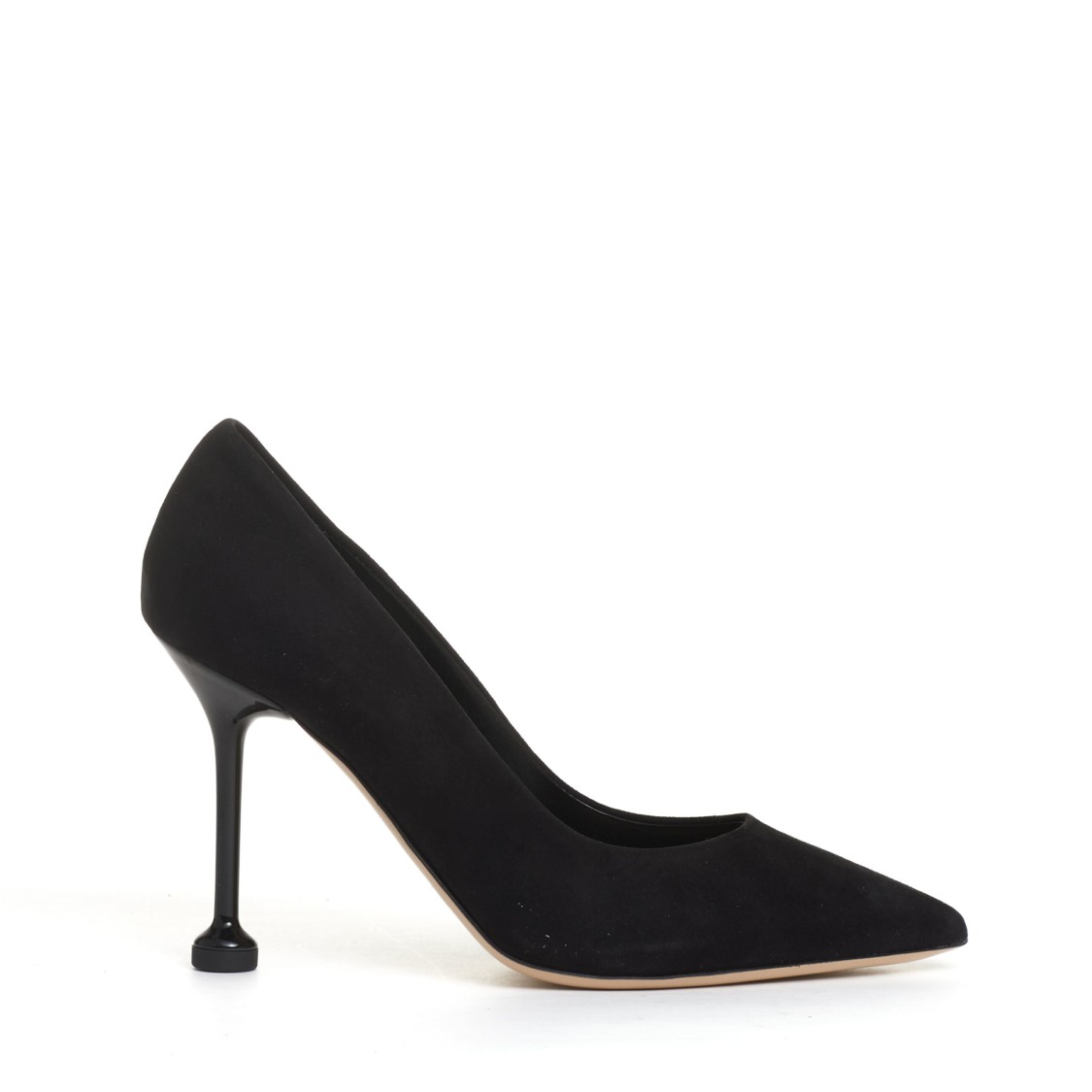 Ninalilou Pump Camoscio Nero Tacco Metallo 100 Mm With Pointed Toe And Suede Finish In White