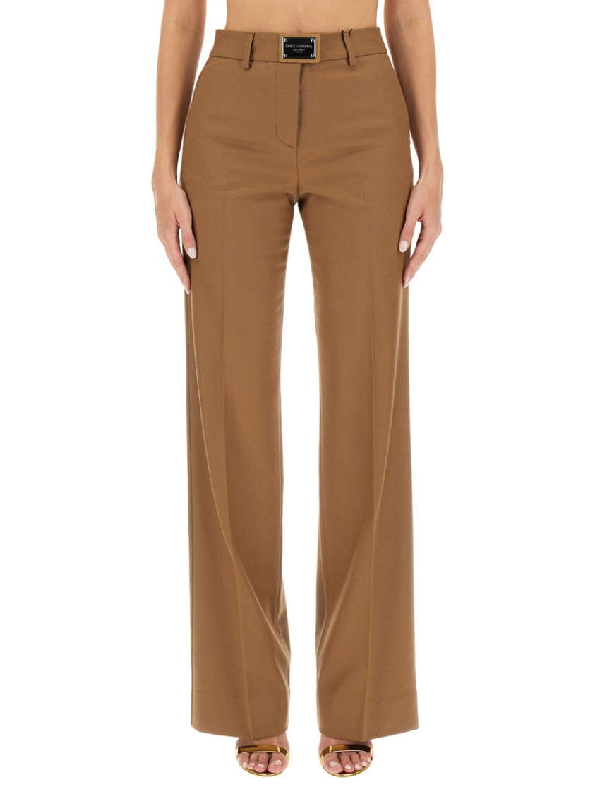 Dolce & Gabbana Flannel Flare Pants In Neutrals