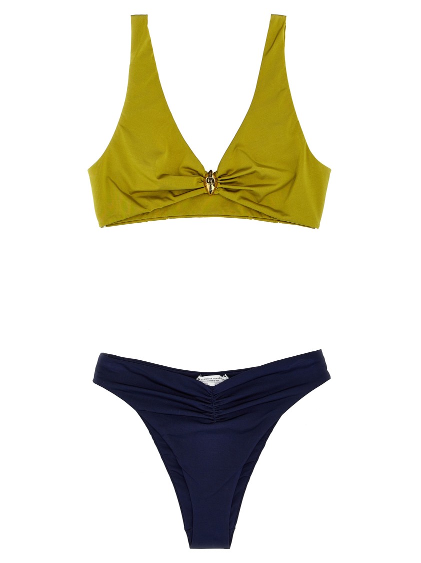 Elisabetta Franchi Two-tone Lycra Bikini With Glossy Top