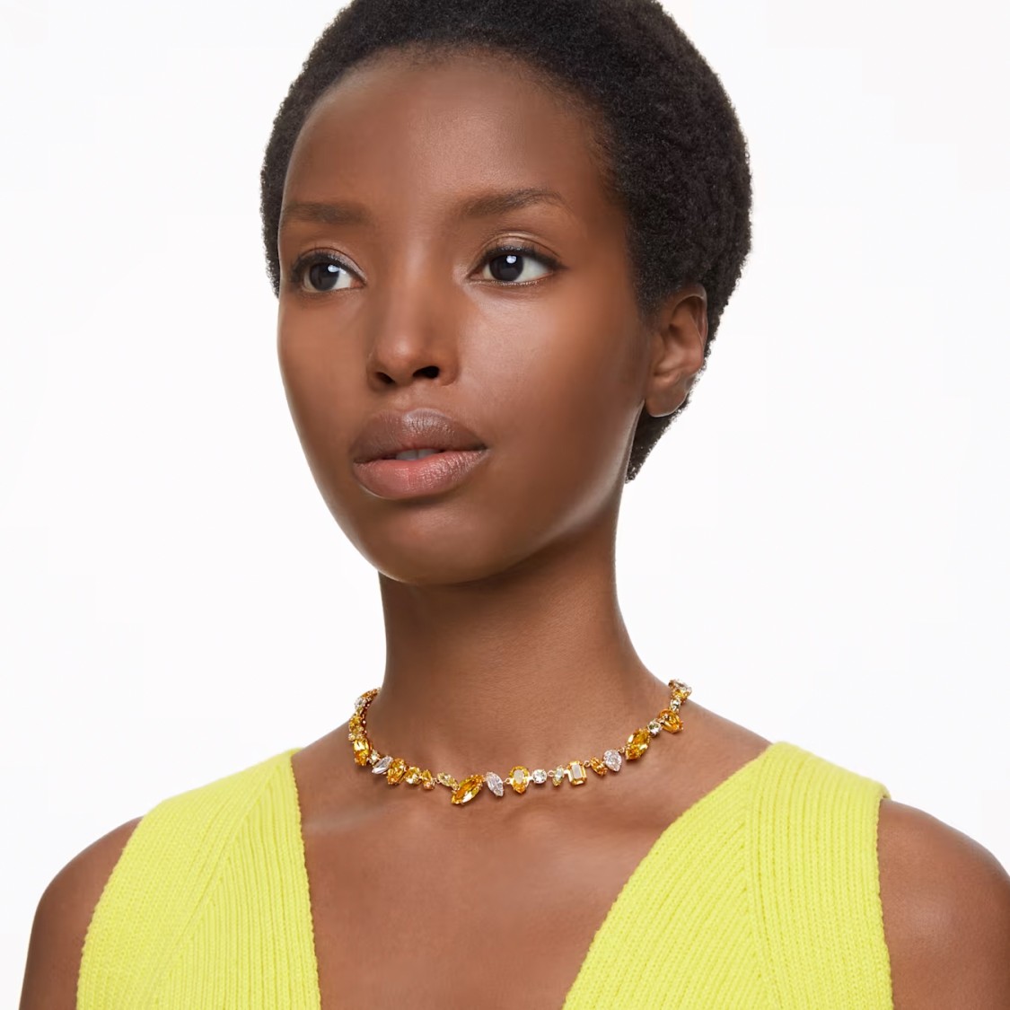 Swarovski Gold-tone Plated Necklace With Crystal Arrangement