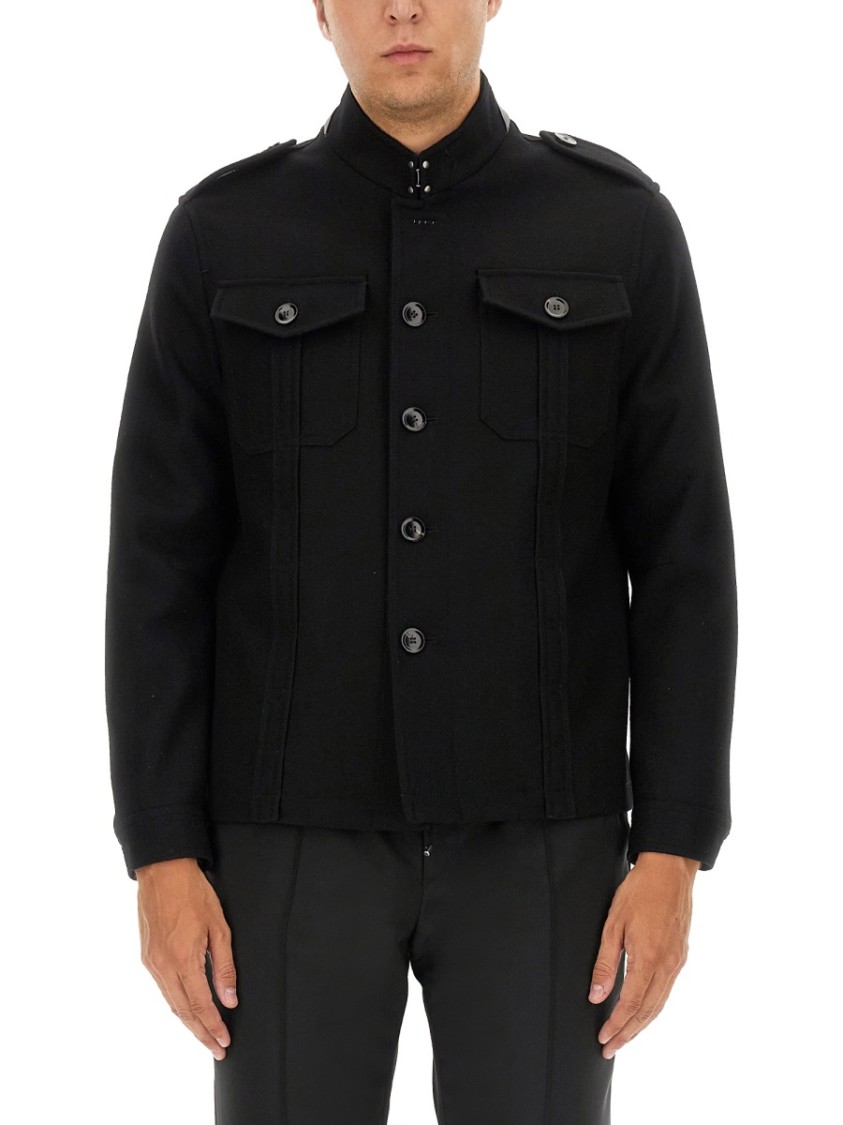 Tom Ford Man Coat Black Size 40 Wool In Black