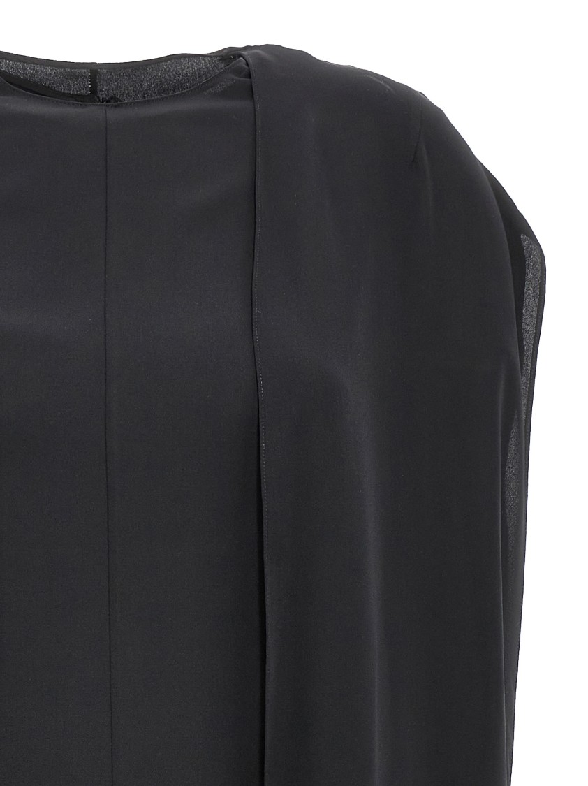 The Row Draped Silk Mini Dress In Black