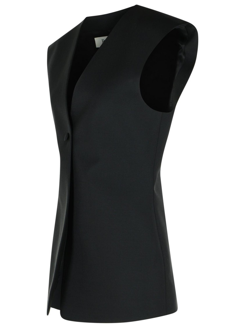 Rohe Róhe Sleeveless Blouse In Black Virgin Wool Blend