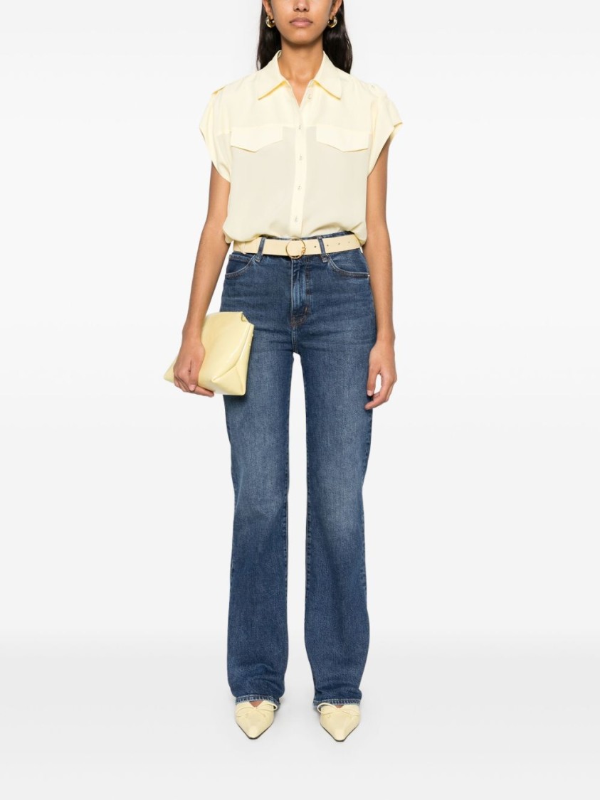 Shop Twinset Twin-set Relaxed-fit Short Sleeves Blouse In Yellow