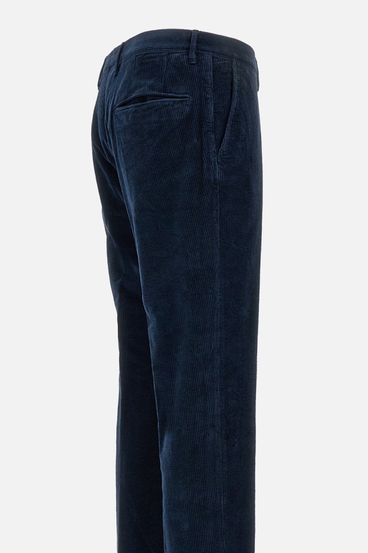 Incotex Tailored Fit Corduroy Trousers With Zip In Blue