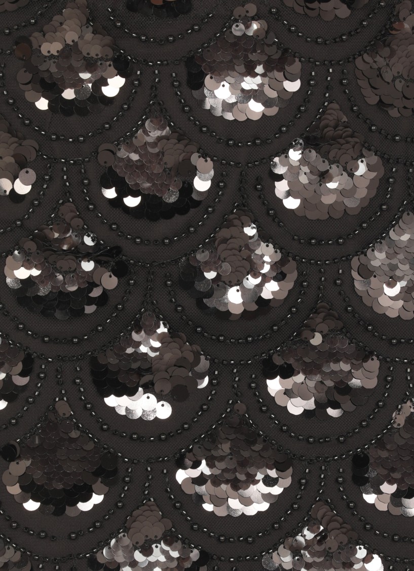 Rotate Birger Christensen Sequined Scalloped Midi Skirt In Black