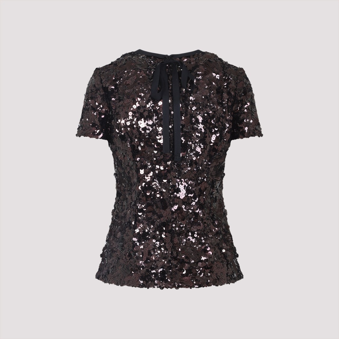 Prada Fitted Short-sleeved Top With Sequined Detailing In Black