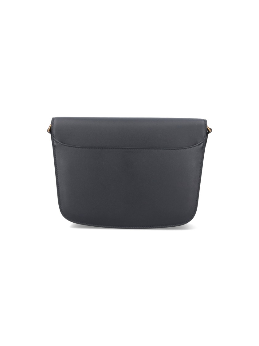 Shop Ferragamo "trapezio" Black Leather Crossbody Bag