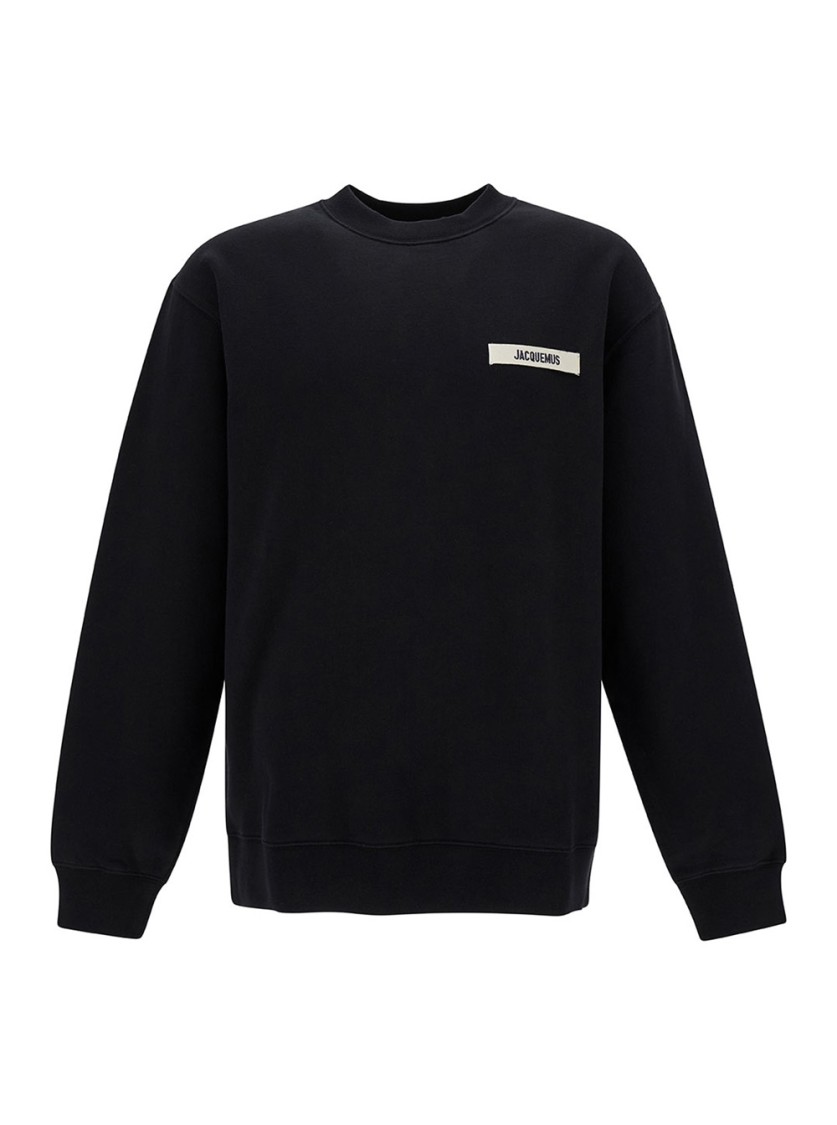 Shop Jacquemus Le Sweatshirt Gros-grain' Black Sweatshirt