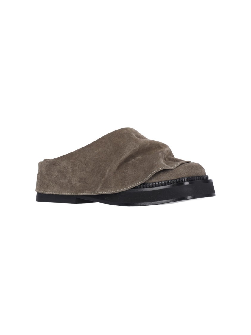 Shop Attico The "mini Robin" Mules – Taupe Suede