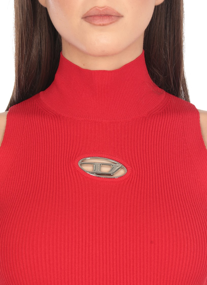 Diesel Black Viscose Blend M-onervax Top In Red